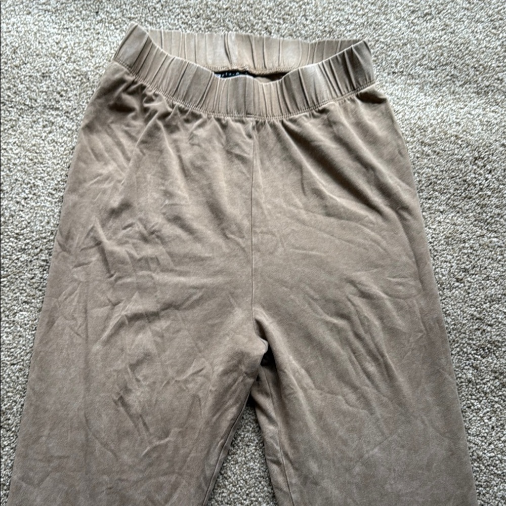 Casual Tan Elastic Waist Pants